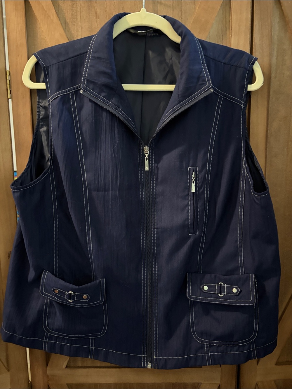 Alia Navy Petites Sleeveless Zip Vest
